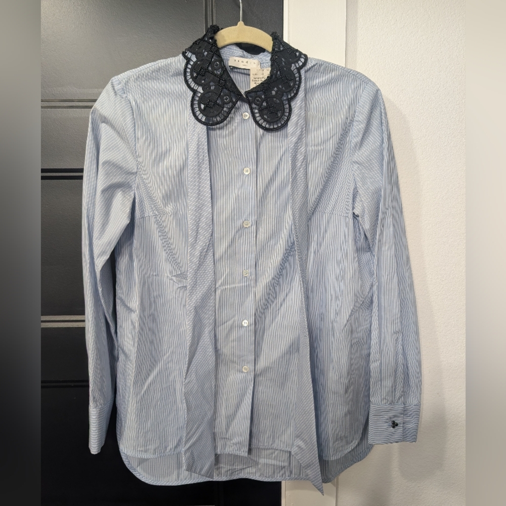 Sandro Carrillon Beaded Collar Dress Shirt - Picture 2 of 6